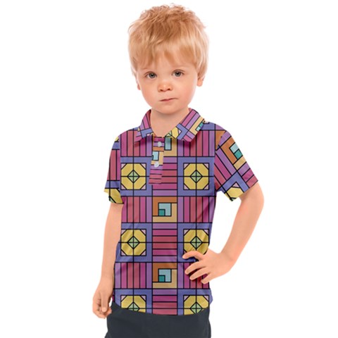 Pattern Geometric Colorful Lines Shapes Kids  Polo Tee by Jancukart