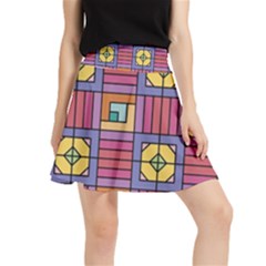 Pattern Geometric Colorful Lines Shapes Waistband Skirt by Jancukart