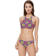 Pattern Geometric Colorful Lines Shapes Banded Triangle Bikini Set