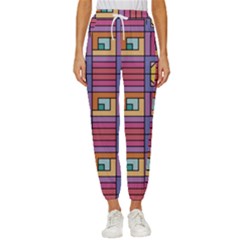 Pattern Geometric Colorful Lines Shapes Women s Cropped Drawstring Pants