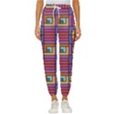 Pattern Geometric Colorful Lines Shapes Women s Cropped Drawstring Pants View1