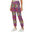 Pattern Geometric Colorful Lines Shapes Women s Cropped Drawstring Pants View2