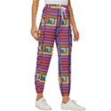 Pattern Geometric Colorful Lines Shapes Women s Cropped Drawstring Pants View3