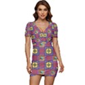 Pattern Geometric Colorful Lines Shapes Low Cut Cap Sleeve Mini Dress View1