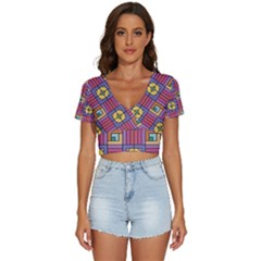 Pattern Geometric Colorful Lines Shapes V-neck Crop Top