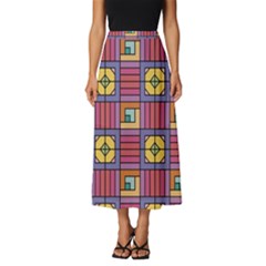 Pattern Geometric Colorful Lines Shapes Classic Midi Chiffon Skirt