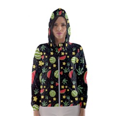 Watermelon Berry Patterns Pattern Women s Hooded Windbreaker