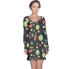 Watermelon Berry Patterns Pattern Long Sleeve Nightdress