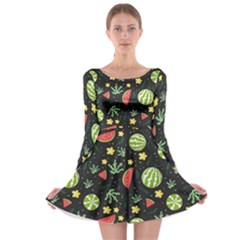 Watermelon Berry Patterns Pattern Long Sleeve Skater Dress