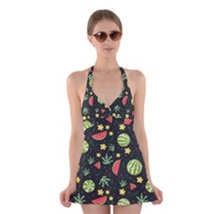 Watermelon Berry Patterns Pattern Halter Dress Swimsuit 