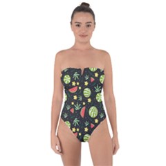 Watermelon Berry Patterns Pattern Tie Back One Piece Swimsuit by Jancukart