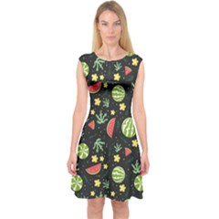 Watermelon Berry Patterns Pattern Capsleeve Midi Dress