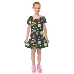 Watermelon Berry Patterns Pattern Kids  Short Sleeve Velvet Dress