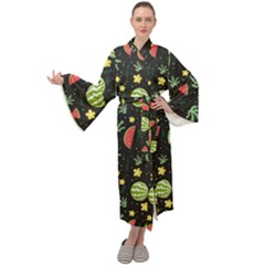 Watermelon Berry Patterns Pattern Maxi Velvet Kimono by Jancukart