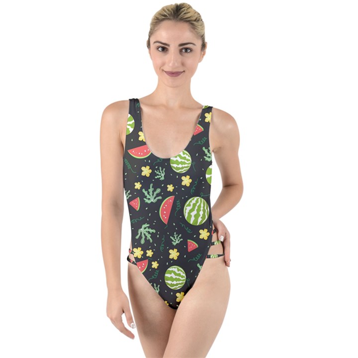 Watermelon Berry Patterns Pattern High Leg Strappy Swimsuit