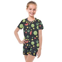 Watermelon Berry Patterns Pattern Kids  Mesh Tee And Shorts Set