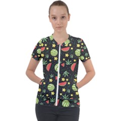 Watermelon Berry Patterns Pattern Short Sleeve Zip Up Jacket