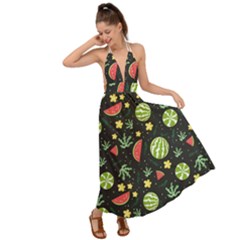 Watermelon Berry Patterns Pattern Backless Maxi Beach Dress