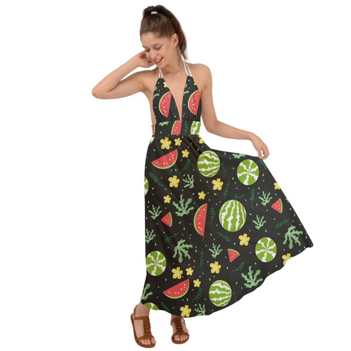 Watermelon Berry Patterns Pattern Backless Maxi Beach Dress