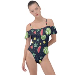 Watermelon Berry Patterns Pattern Frill Detail One Piece Swimsuit by Jancukart