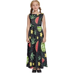 Watermelon Berry Patterns Pattern Kids  Satin Sleeveless Maxi Dress