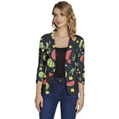 Watermelon Berry Patterns Pattern Women s One-button 3/4 Sleeve Short Jacket