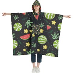 Watermelon Berry Patterns Pattern Women s Hooded Rain Ponchos