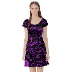 Telegram Pattern Art Patterns Short Sleeve Skater Dress