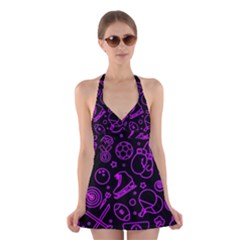 Telegram Pattern Art Patterns Halter Dress Swimsuit 