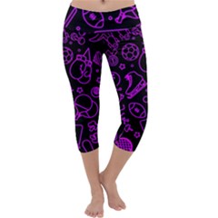 Telegram Pattern Art Patterns Capri Yoga Leggings