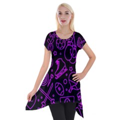 Telegram Pattern Art Patterns Short Sleeve Side Drop Tunic