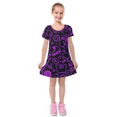 Telegram Pattern Art Patterns Kids  Short Sleeve Velvet Dress by Jancukart