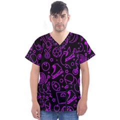 Telegram Pattern Art Patterns Men s V-neck Scrub Top