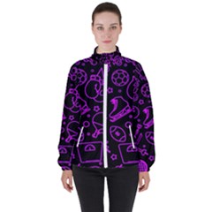 Telegram Pattern Art Patterns Women s High Neck Windbreaker