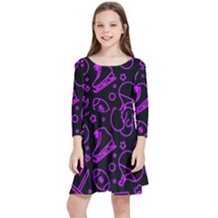 Telegram Pattern Art Patterns Kids  Quarter Sleeve Skater Dress