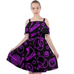 Telegram Pattern Art Patterns Cut Out Shoulders Chiffon Dress