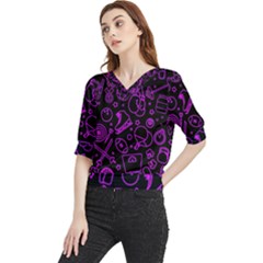 Telegram Pattern Art Patterns Quarter Sleeve Blouse