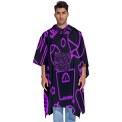 Telegram Pattern Art Patterns Men s Hooded Rain Ponchos