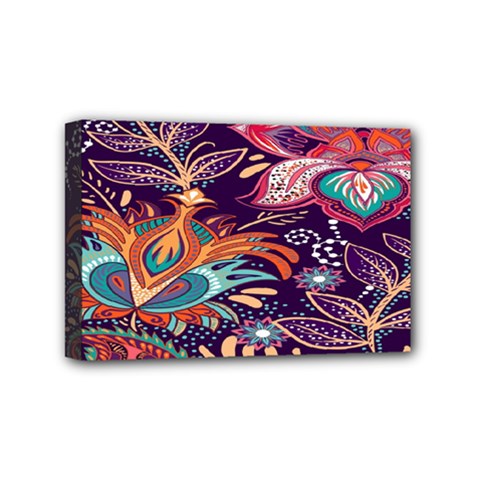 Ornamental Patterns Abstract Flower Pattern Purple Mini Canvas 6  X 4  (stretched)