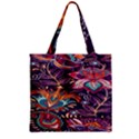 Ornamental Patterns Abstract Flower Pattern Purple Zipper Grocery Tote Bag View2