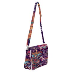 Ornamental Patterns Abstract Flower Pattern Purple Shoulder Bag With Back Zipper