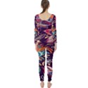 Ornamental Patterns Abstract Flower Pattern Purple Long Sleeve Catsuit View2