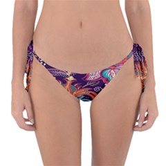 Ornamental Patterns Abstract Flower Pattern Purple Reversible Bikini Bottoms