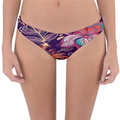 Ornamental Patterns Abstract Flower Pattern Purple Reversible Hipster Bikini Bottoms