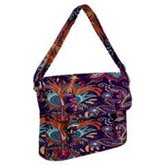 Ornamental Patterns Abstract Flower Pattern Purple Buckle Messenger Bag