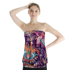 Ornamental Patterns Abstract Flower Pattern Purple Strapless Top