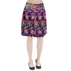 Ornamental Patterns Abstract Flower Pattern Purple Pleated Skirt