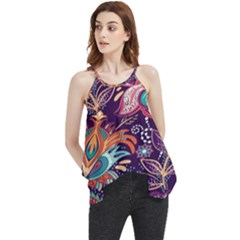 Ornamental Patterns Abstract Flower Pattern Purple Flowy Camisole Tank Top