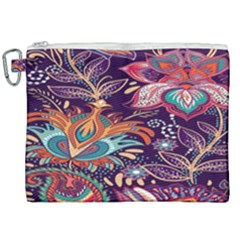 Ornamental Patterns Abstract Flower Pattern Purple Canvas Cosmetic Bag (xxl)