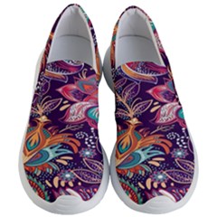 Ornamental Patterns Abstract Flower Pattern Purple Women s Lightweight Slip Ons